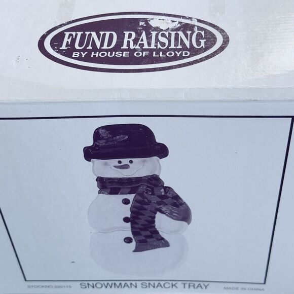 House of Lloyd Snowman 3 piece Ceramic Snack Tray Christmas Original Box - Picture 9 of 9